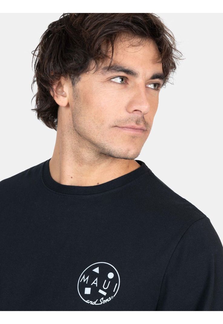 Polera ML Spray Negro Hombre Maui And Sons-2