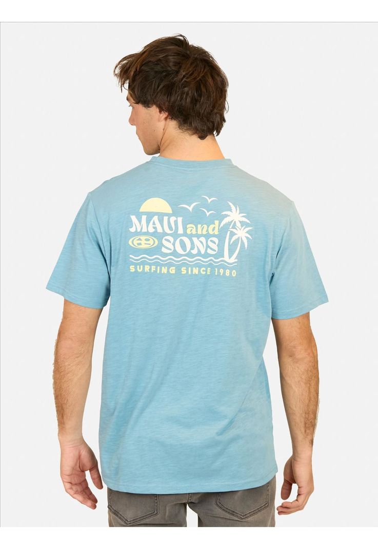 Polera MC Surfing Since  Azul Hombre Maui And Sons-1