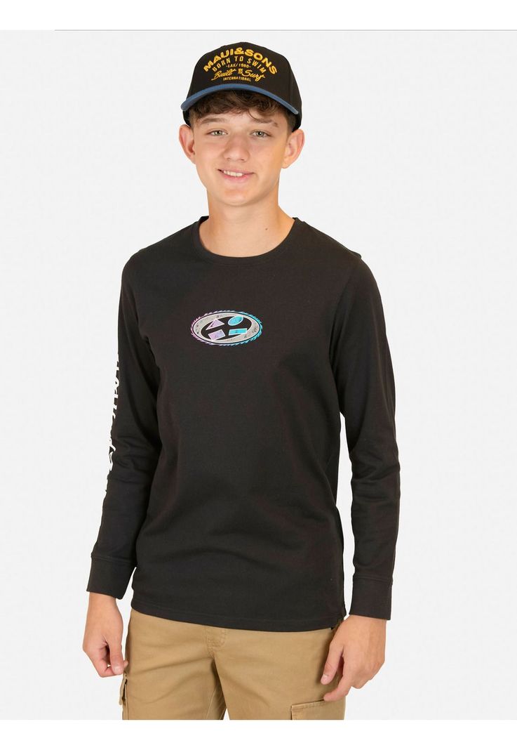 Polera ML Mai Tai Negro Infantil Maui And Sons-0