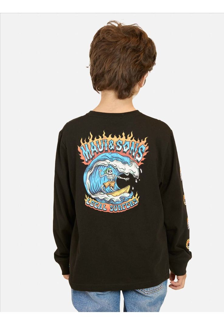 Polera ML Lush Island Negro Infantil Maui And Sons-1