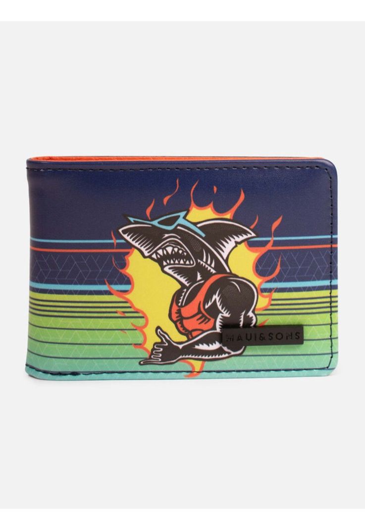 Billetera Flame Shark Multicolor Nino Maui and sons Diseno 1