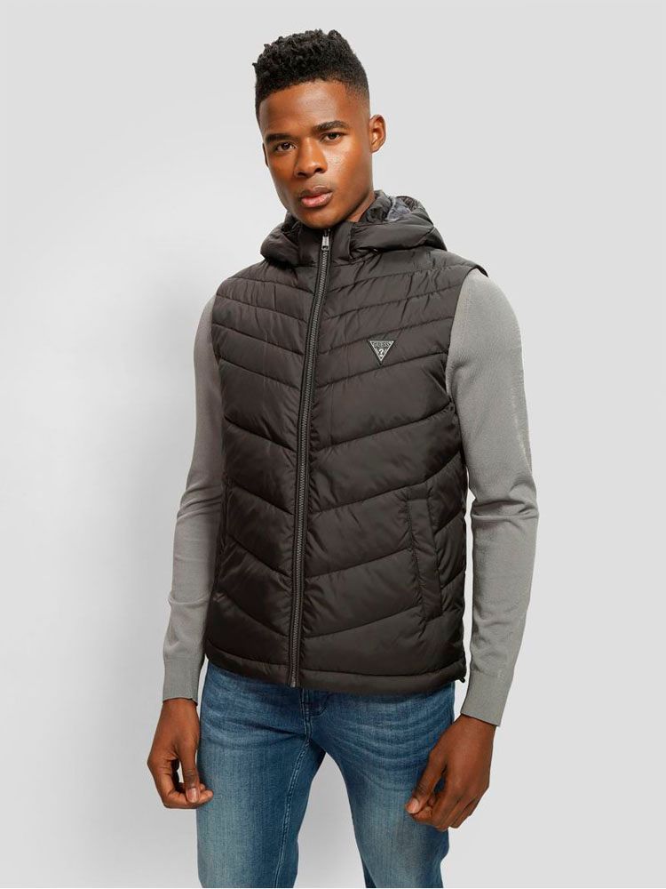 Chaqueta Guess Hombre Light Puffa Vest Negro-0