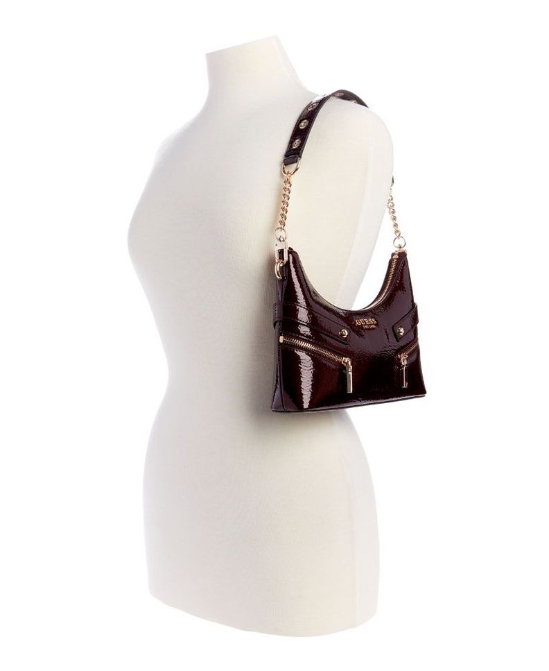 Cartera Guess Mujer Trissa Top Zip Shoulder Bag Burdeo-4