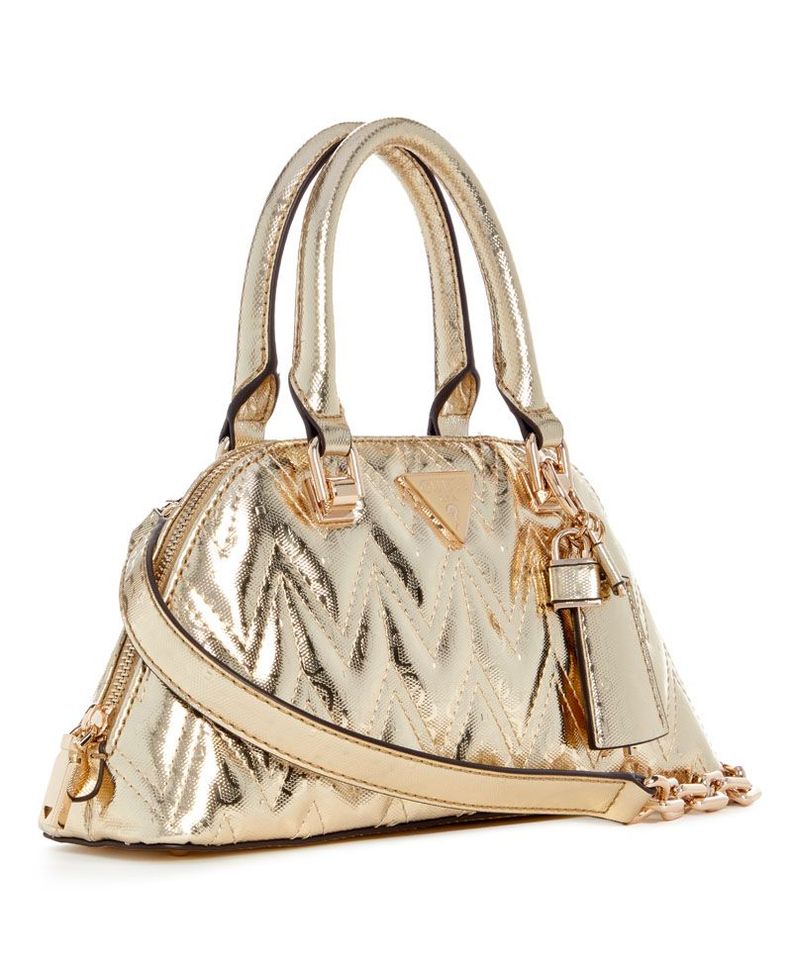 Cartera Guess Mujer Adelard Dome Satchel Dorado-1