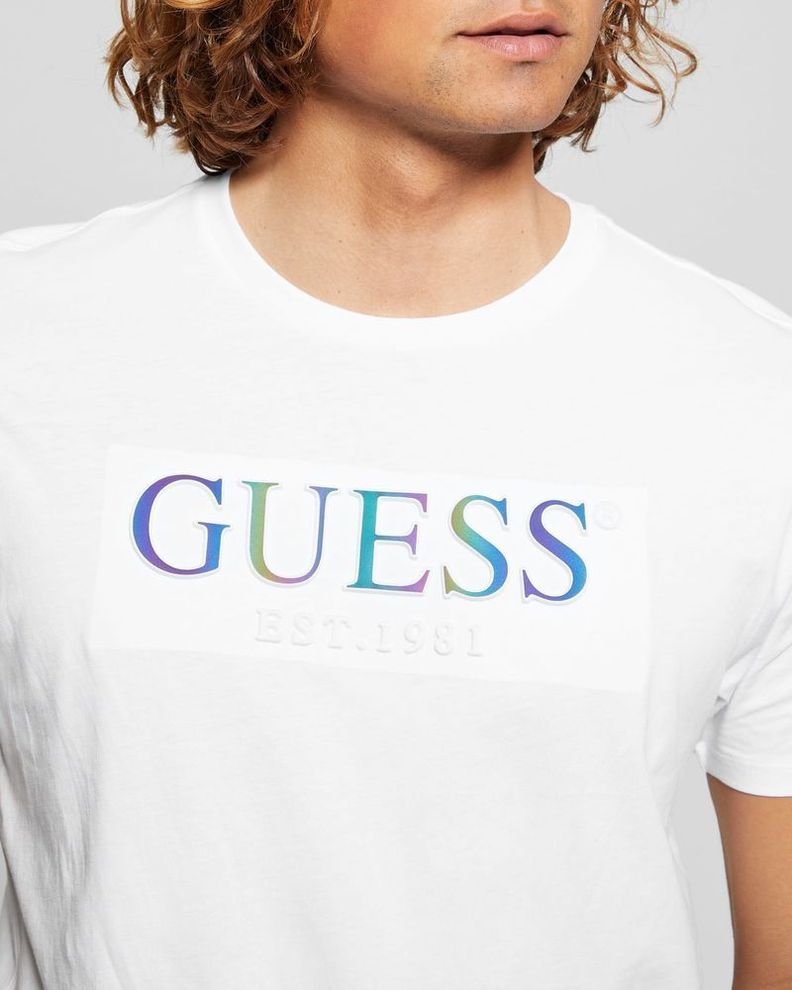 Polera Guess Hombre Ss Bsc Embossed Iridescent Tee Blanco-0