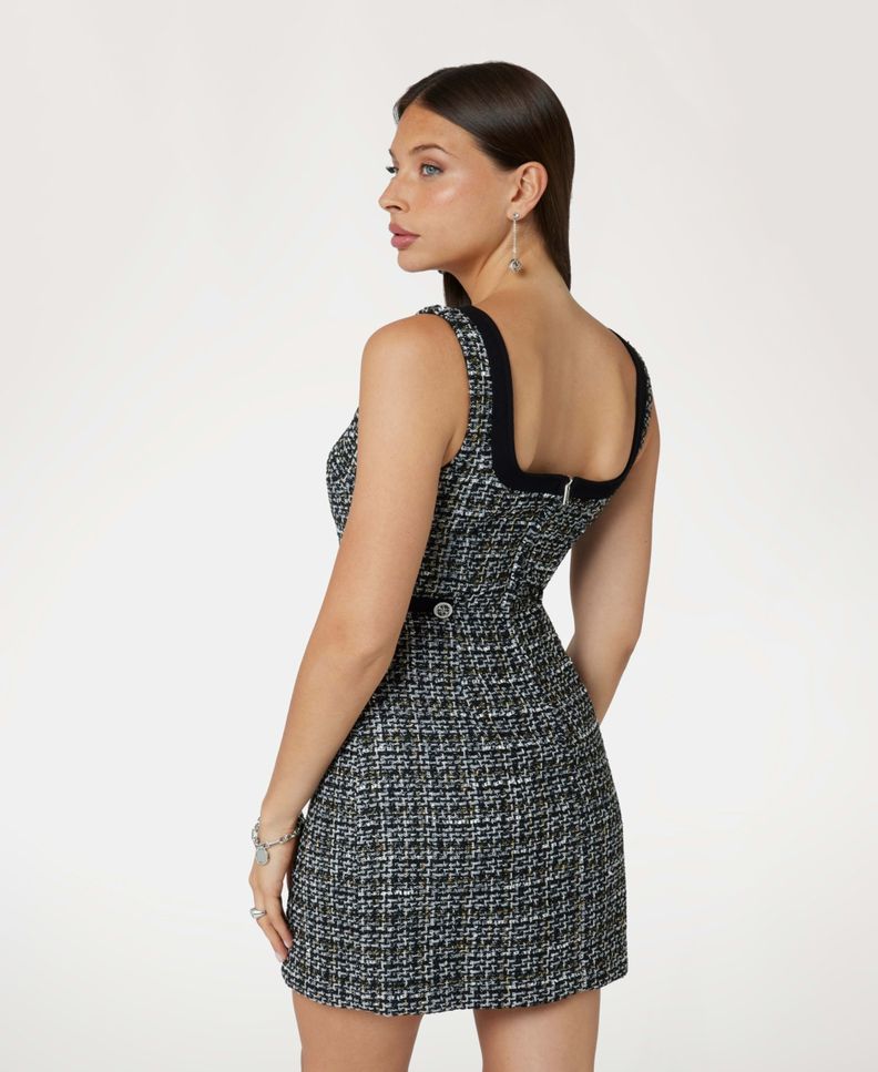 Vestido Guess Mujer Yvonne Mix Denim Tweed Dress Negro-2