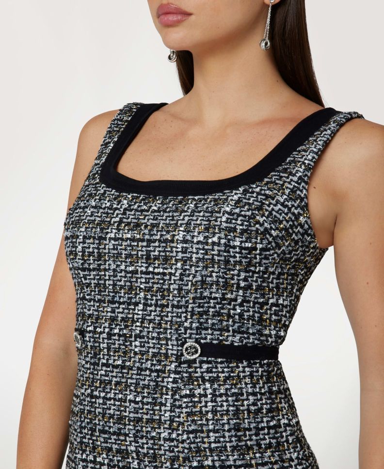 Vestido Guess Mujer Yvonne Mix Denim Tweed Dress Negro-3