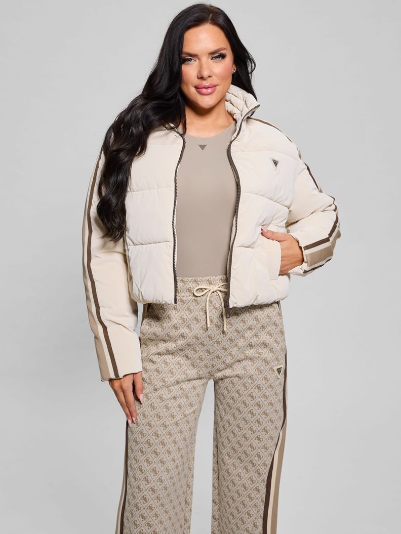 Chaqueta Guess Mujer Jean Puffer Jacket Café-2