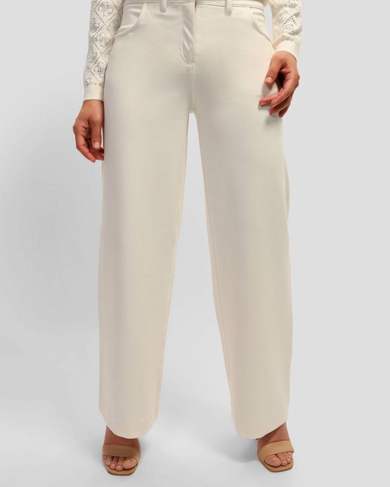 Pantalon Guess Mujer Sexy Palazzo Ponte Pant Blanco-0