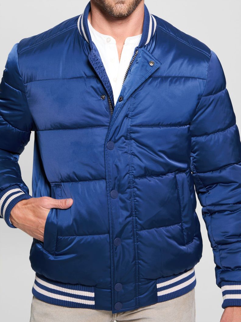 Chaqueta Guess Hombre Branded Puffa Bomber Azul-0