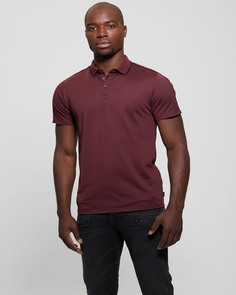 Polera Guess Hombre Ss Guess Quattro G Tape Polo Rojo-0