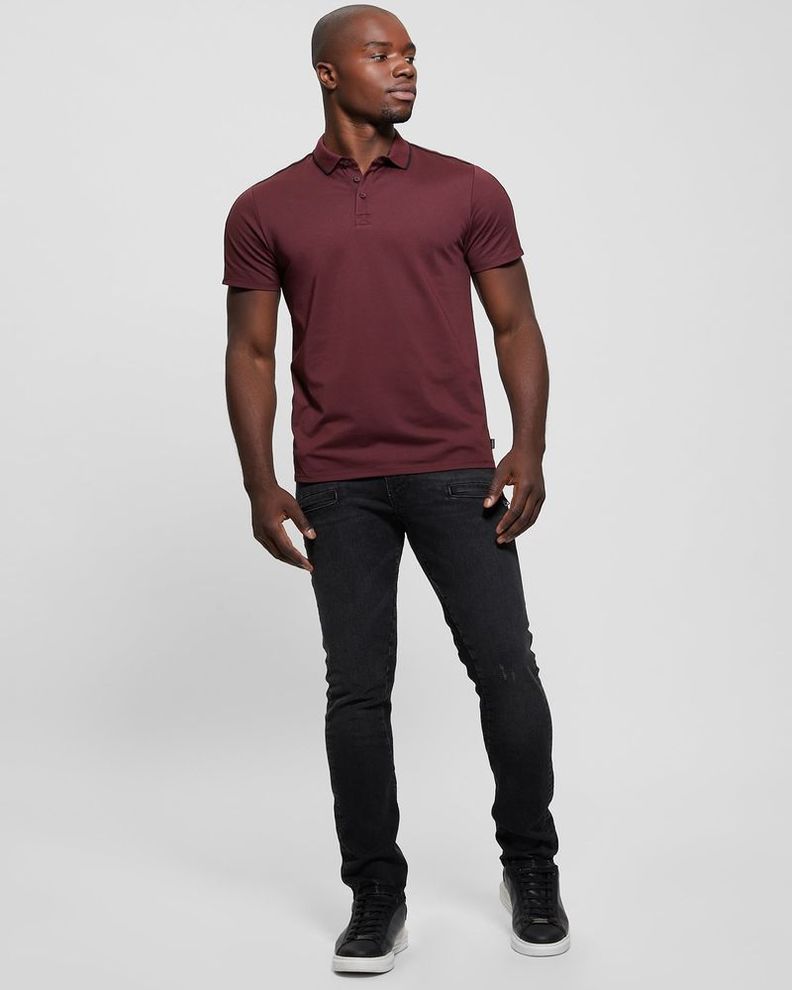 Polera Guess Hombre Ss Guess Quattro G Tape Polo Rojo-2