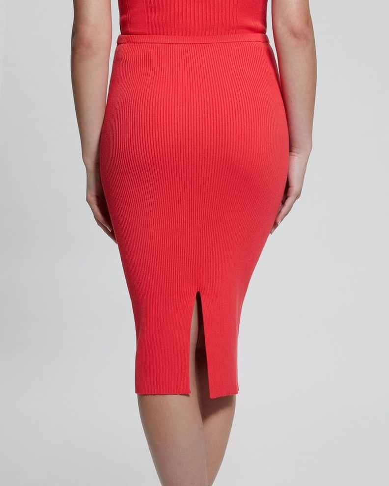 Falda Guess Mujer Sahara Rib Sweater Skirt Rojo-3