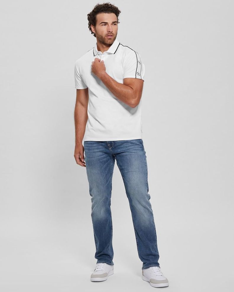 Polera Guess Hombre Ss Guess Quattro G Tape Polo Blanco-1