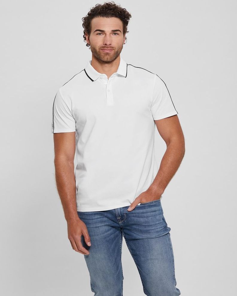 Polera Guess Hombre Ss Guess Quattro G Tape Polo Blanco-2