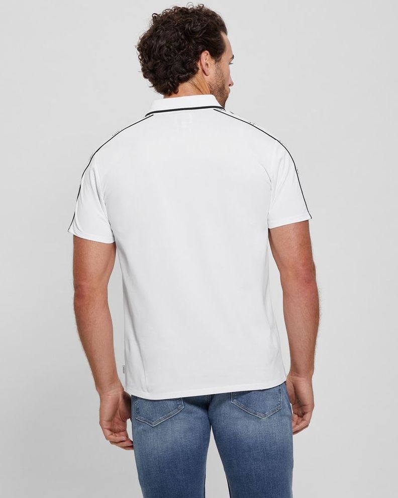 Polera Guess Hombre Ss Guess Quattro G Tape Polo Blanco-3