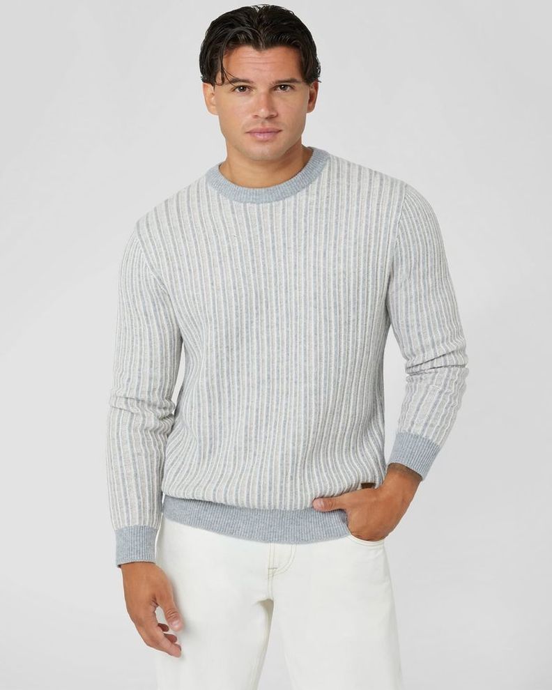 Tejido Guess Hombre Emmanuel Cn Bi-Color Ribs Swtr Gris-0