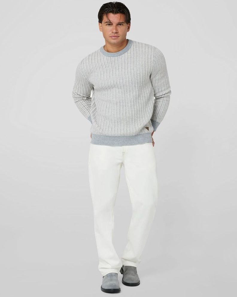 Tejido Guess Hombre Emmanuel Cn Bi-Color Ribs Swtr Gris-1