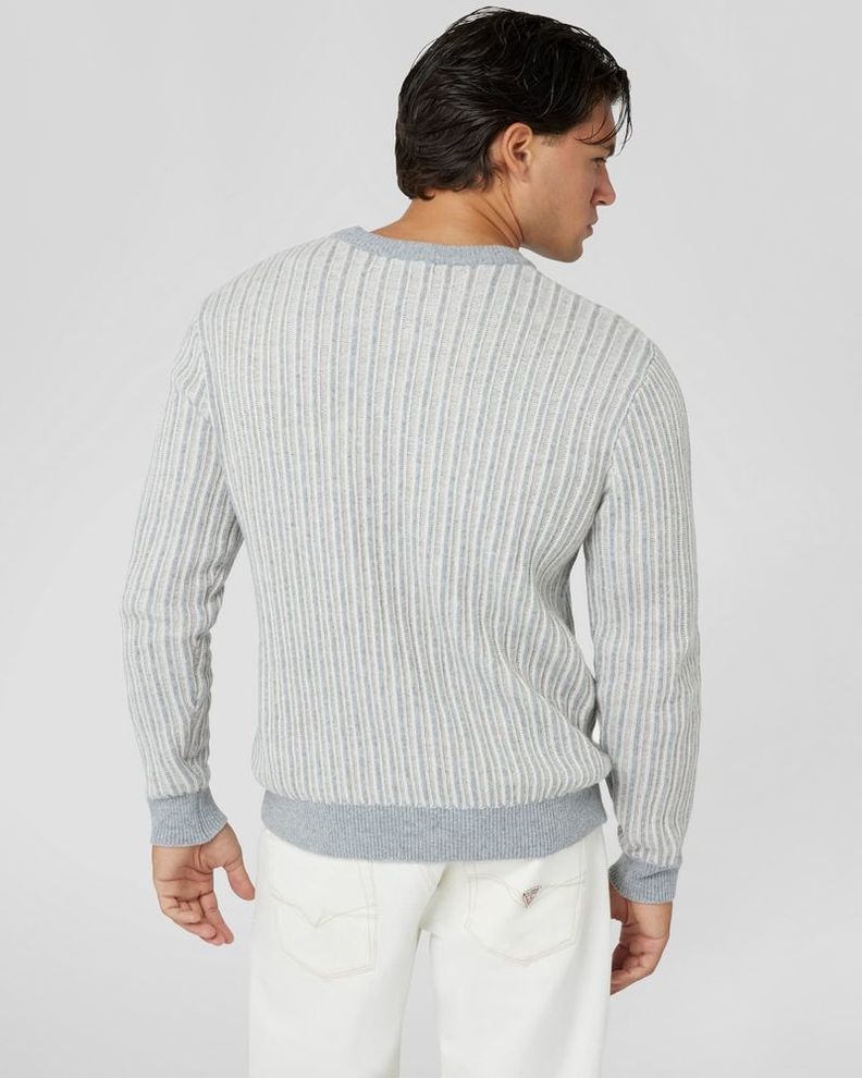 Tejido Guess Hombre Emmanuel Cn Bi-Color Ribs Swtr Gris-3