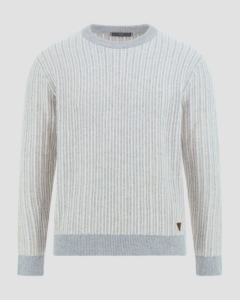 Tejido Guess Hombre Emmanuel Cn Bi-Color Ribs Swtr Gris-4