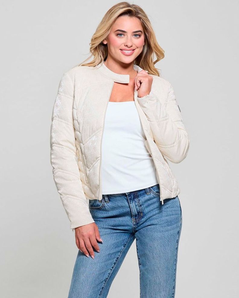 Chaqueta Guess Mujer New Vona Logo Jacket Blanco-0