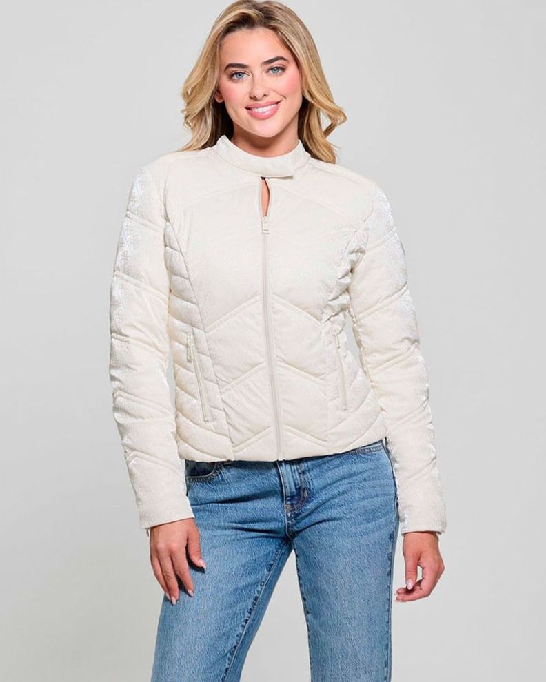 Chaqueta Guess Mujer New Vona Logo Jacket Blanco-2