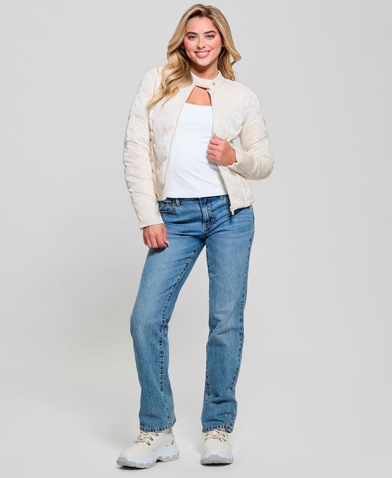 Chaqueta Guess Mujer New Vona Logo Jacket Blanco-3