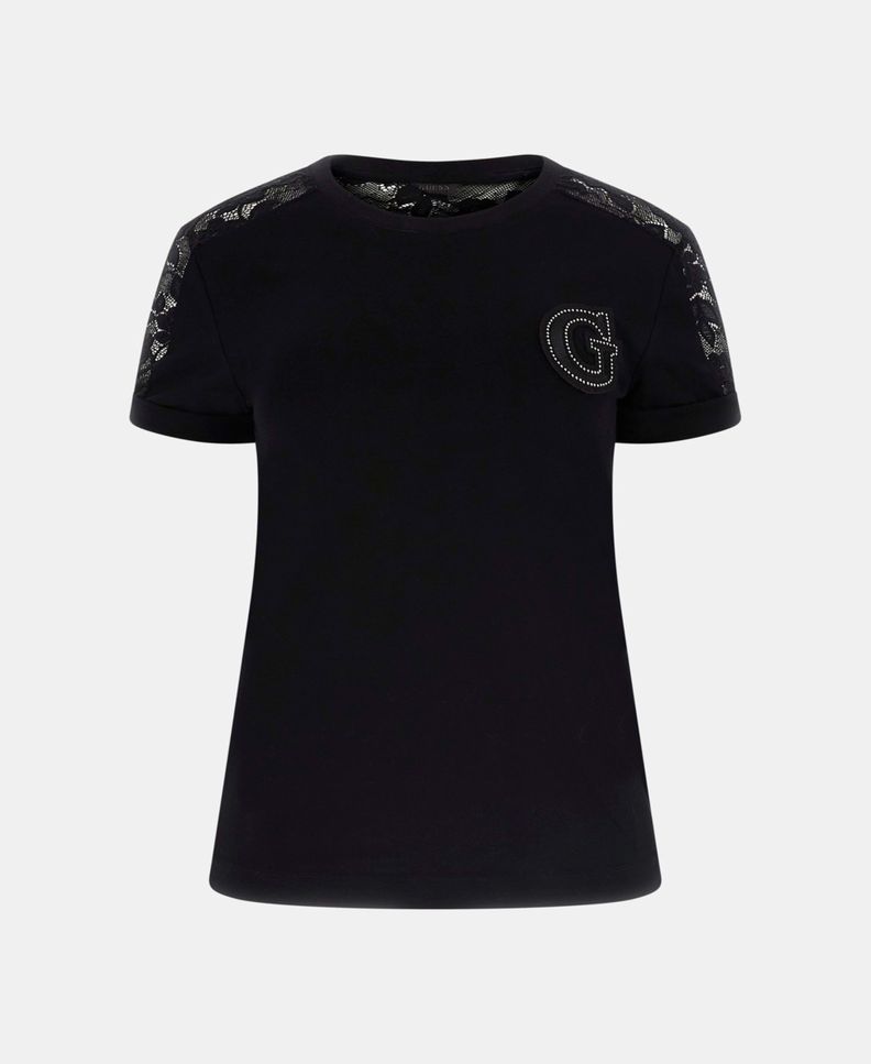 Polera Guess Mujer Ss Cn Lace Tee Negro-5