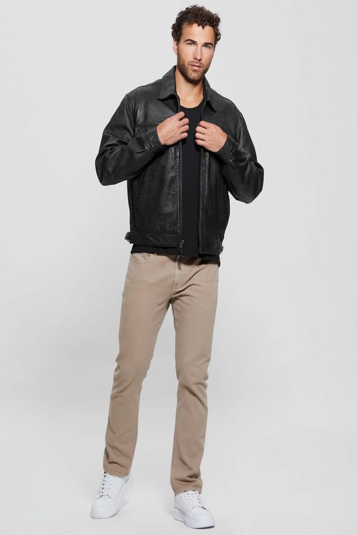 Chaqueta Guess Hombre Distressed Leather Zip Jkt Surtido-1