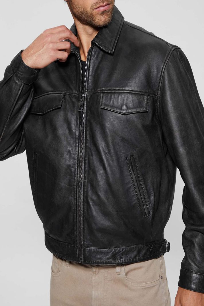Chaqueta Guess Hombre Distressed Leather Zip Jkt Surtido-2