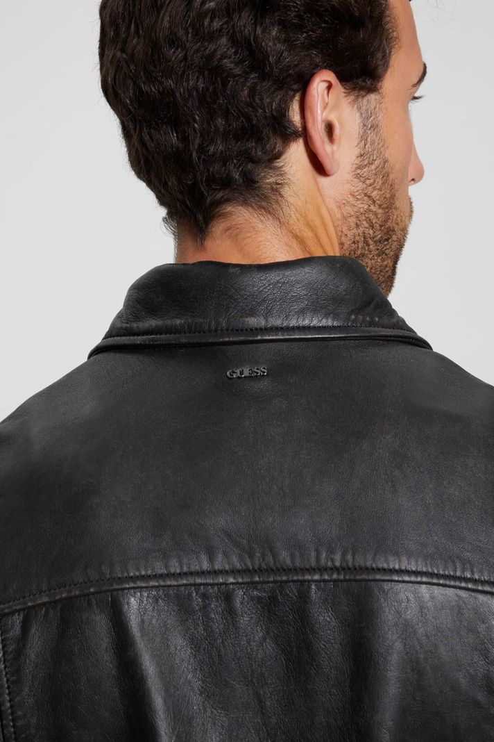 Chaqueta Guess Hombre Distressed Leather Zip Jkt Surtido-3