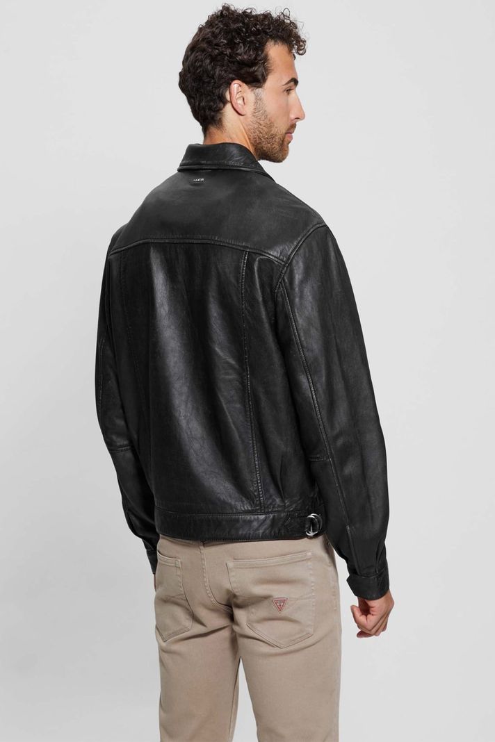 Chaqueta Guess Hombre Distressed Leather Zip Jkt Surtido-5