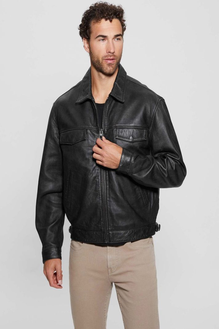 Chaqueta Guess Hombre Distressed Leather Zip Jkt Surtido-6