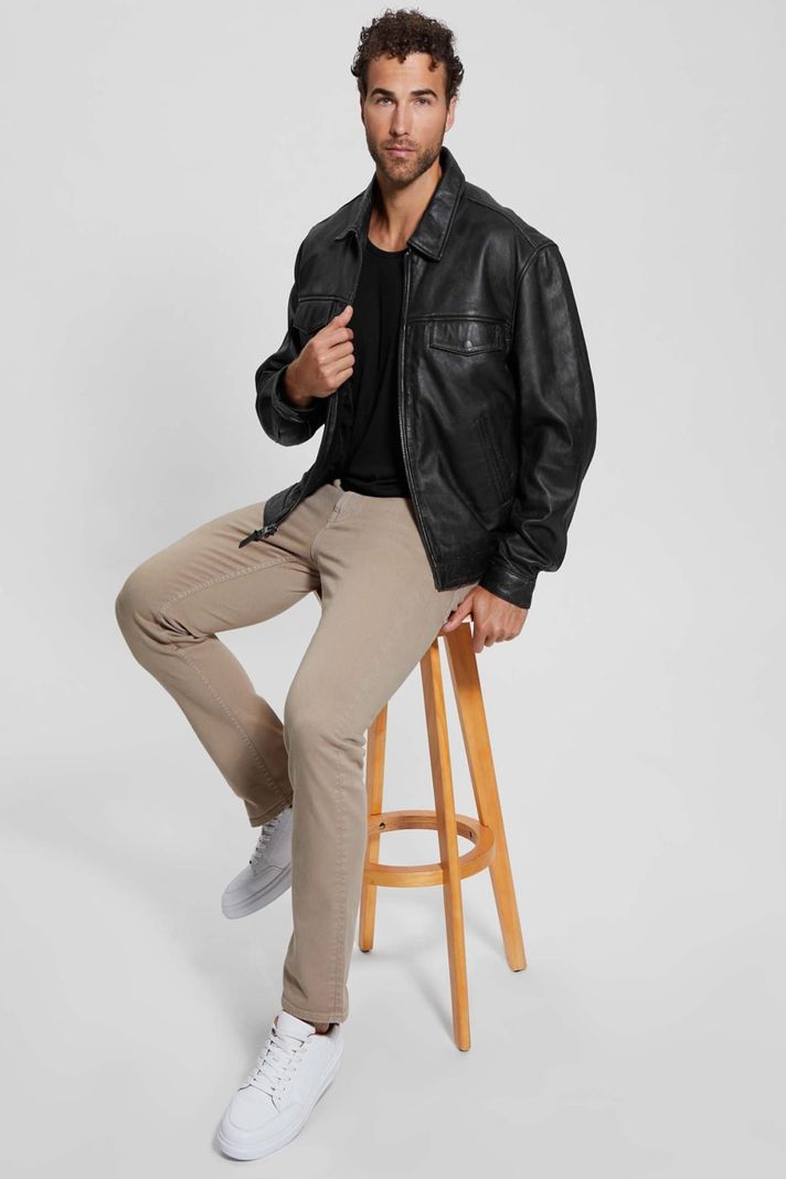 Chaqueta Guess Hombre Distressed Leather Zip Jkt Surtido-7