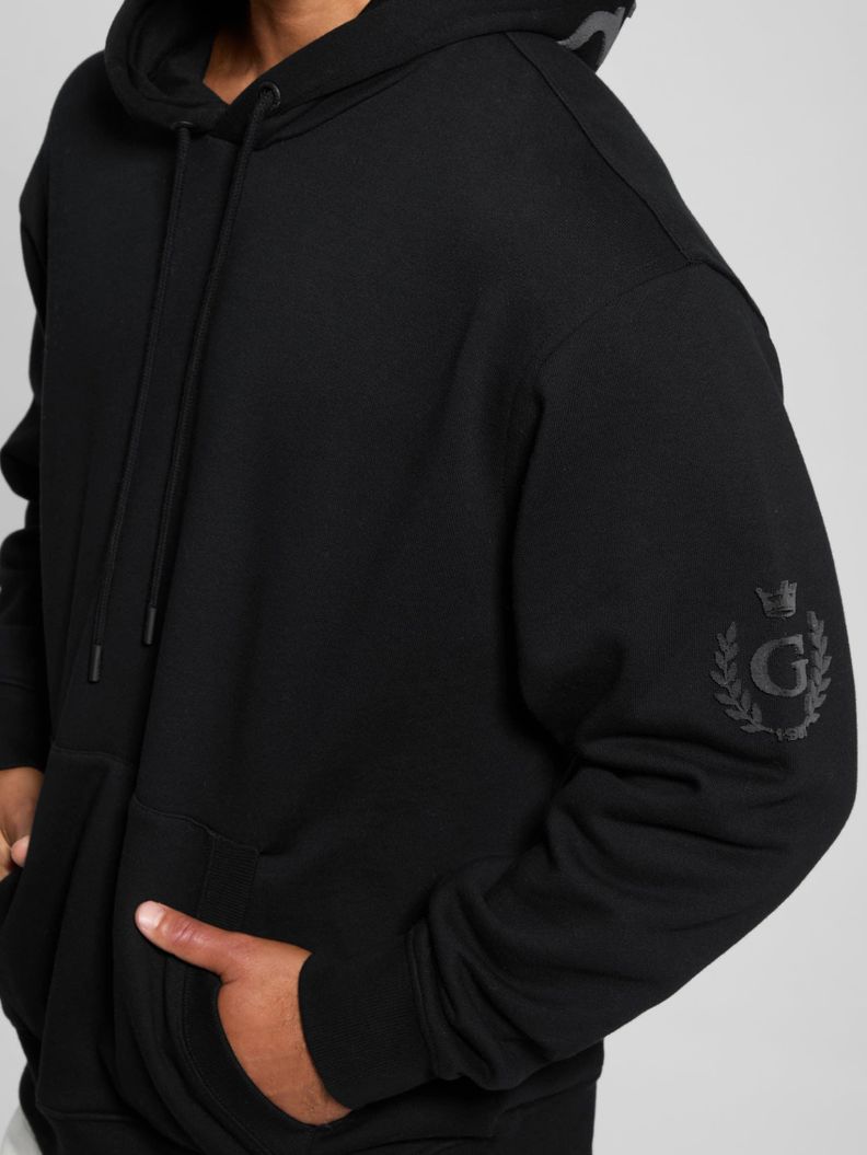 Poleron Guess Hombre Chenille Logo Hoodie Negro-0