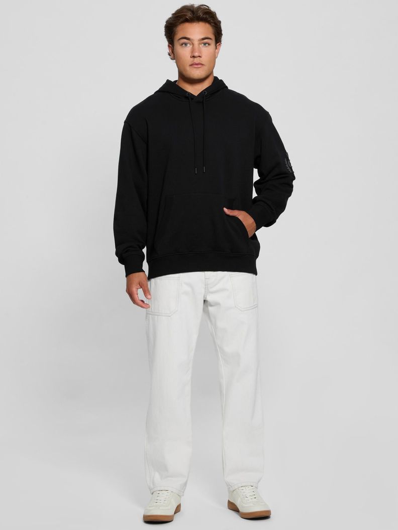 Poleron Guess Hombre Chenille Logo Hoodie Negro-1