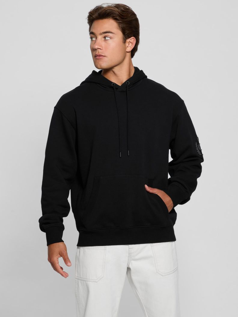 Poleron Guess Hombre Chenille Logo Hoodie Negro-2