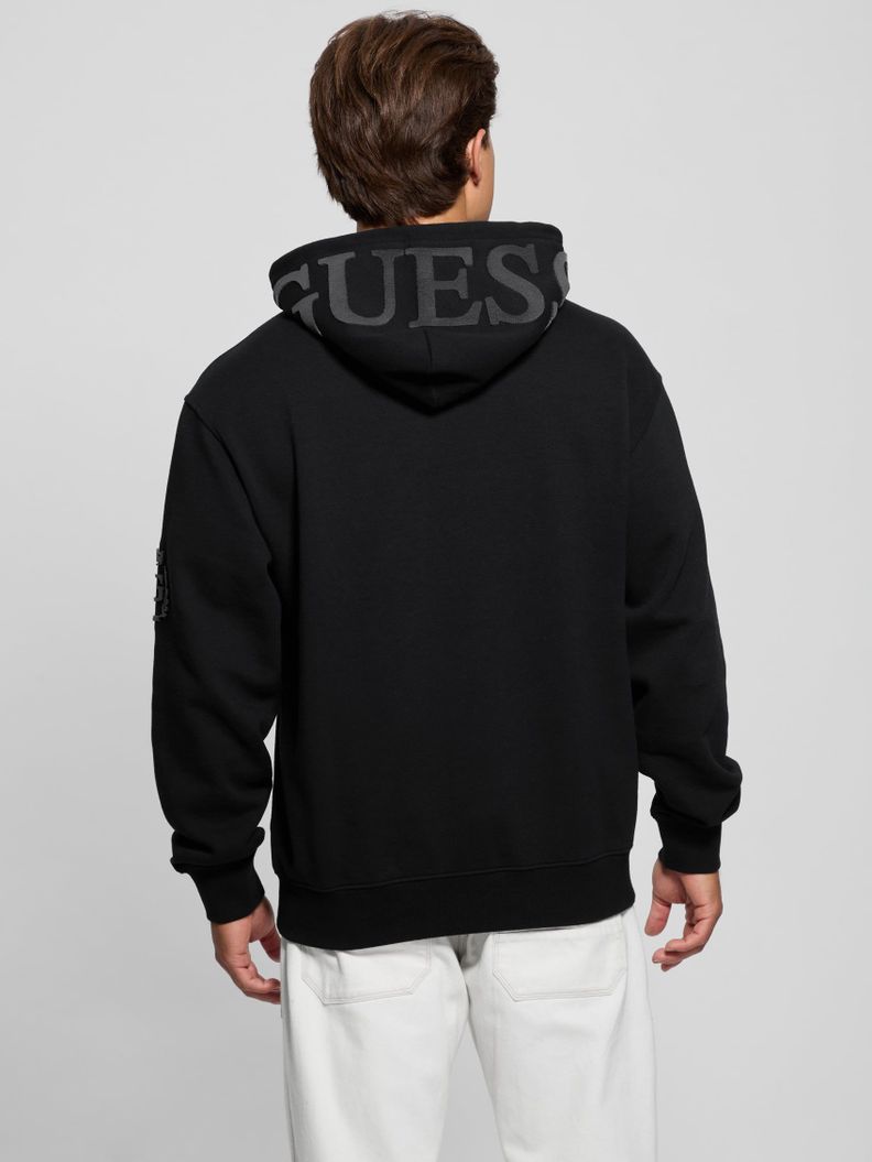 Poleron Guess Hombre Chenille Logo Hoodie Negro-3