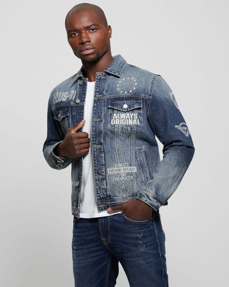 Chaqueta Guess Hombre Dean Denim Jacket Azul-4