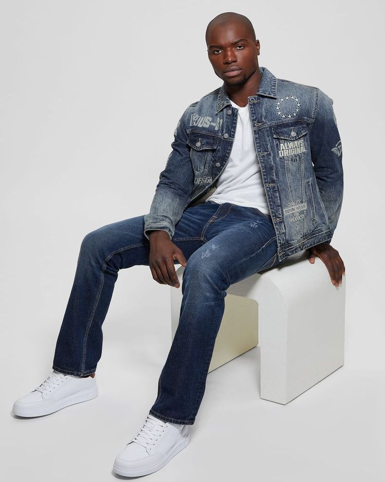 Chaqueta Guess Hombre Dean Denim Jacket Azul-6