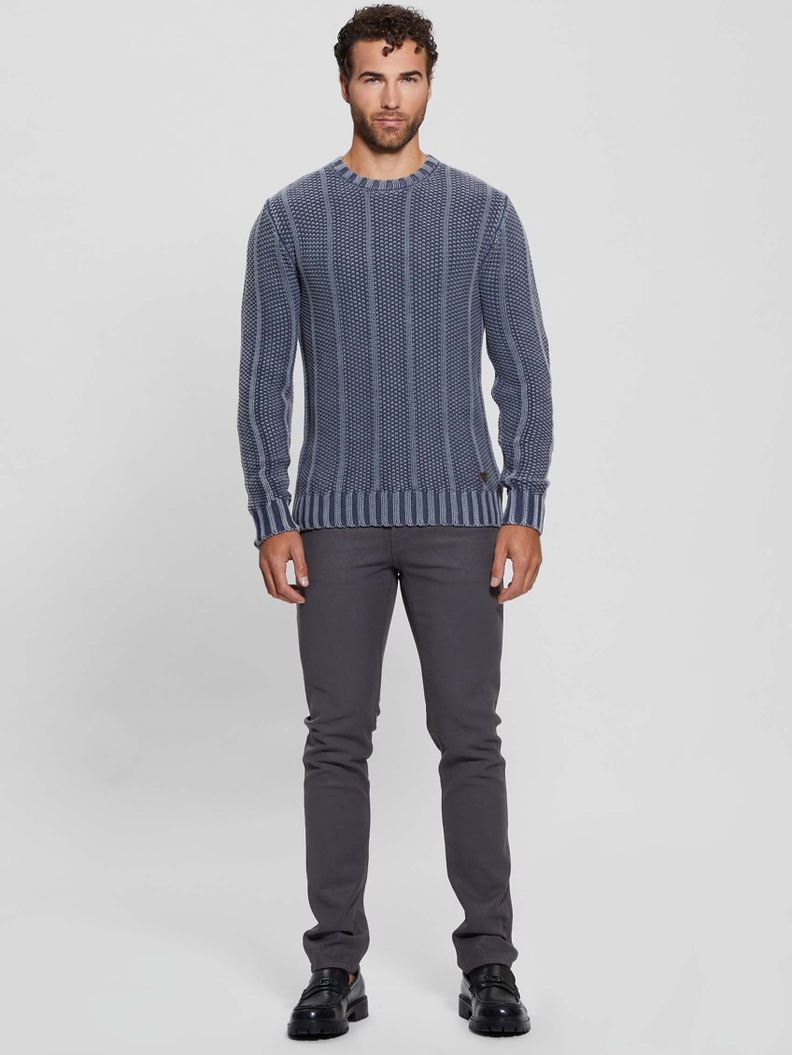 Sweater Guess Hombre Eli Cn Treated Stitched Swtr Gris-2