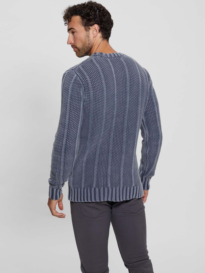 Sweater Guess Hombre Eli Cn Treated Stitched Swtr Gris-3