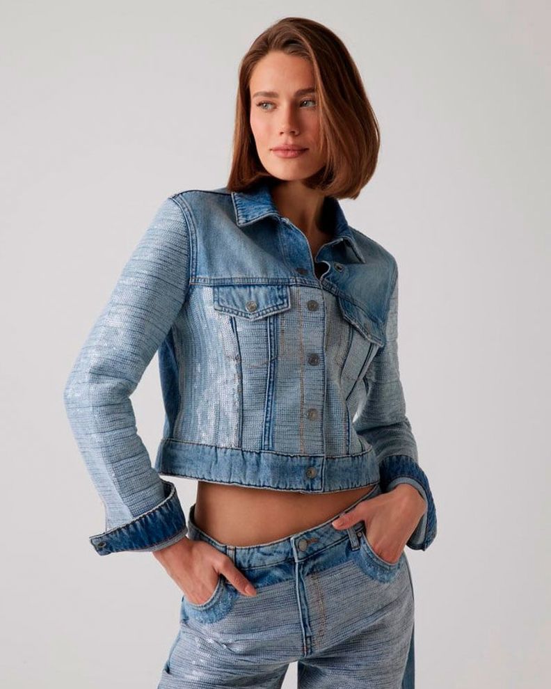 Chaqueta Guess Mujer Clara Trucker Jacket Azul-0