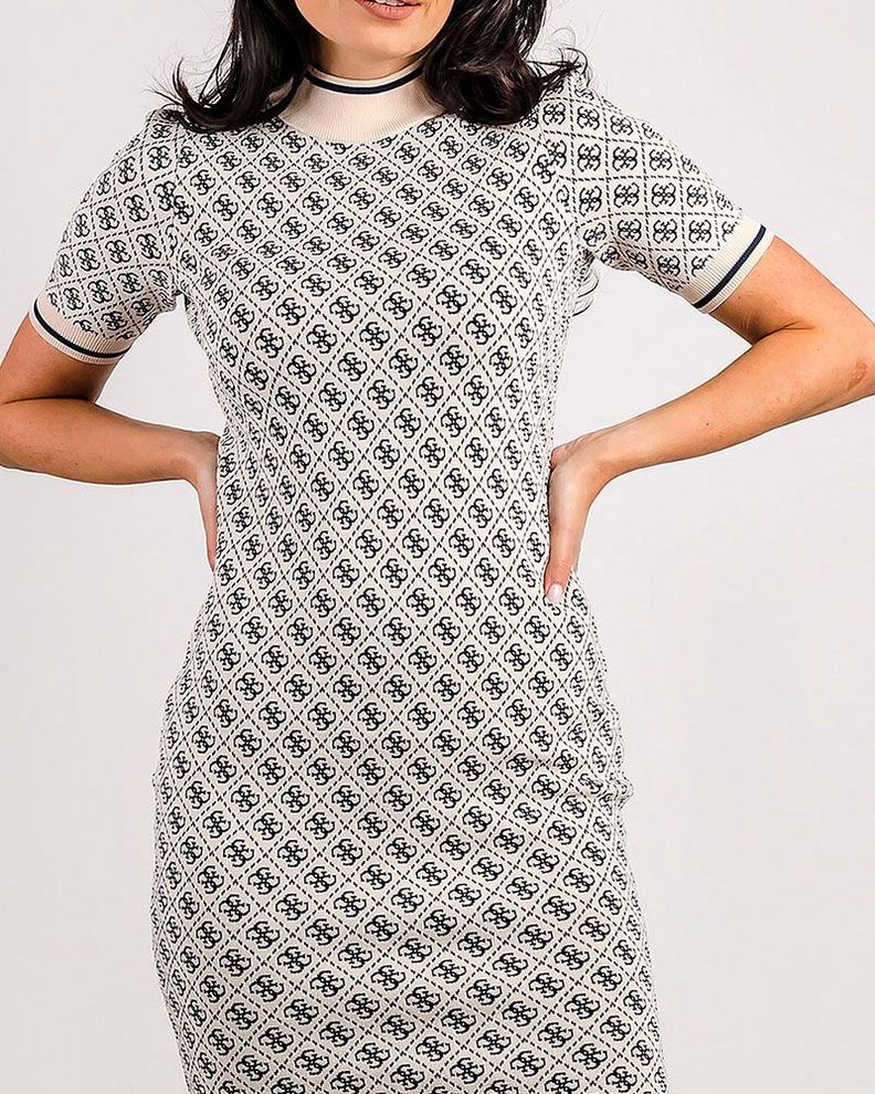 Vestido Guess Mujer Navy Logo Lise Knit Dress Beige-2