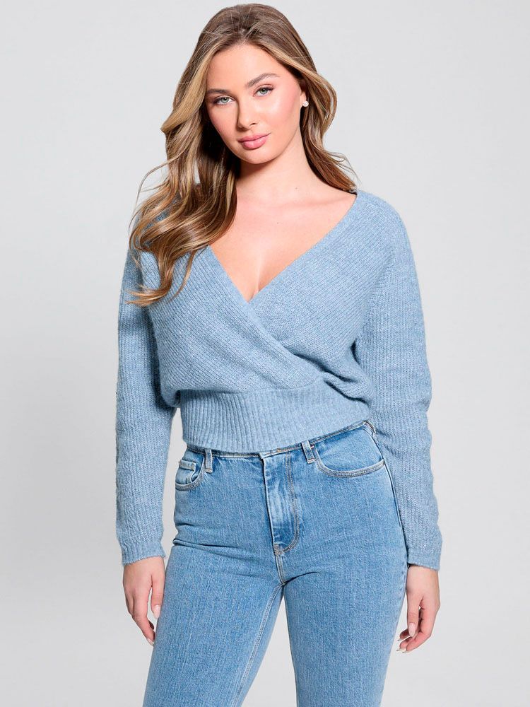Sweater Ls Surplice Cable Kellie Swtr