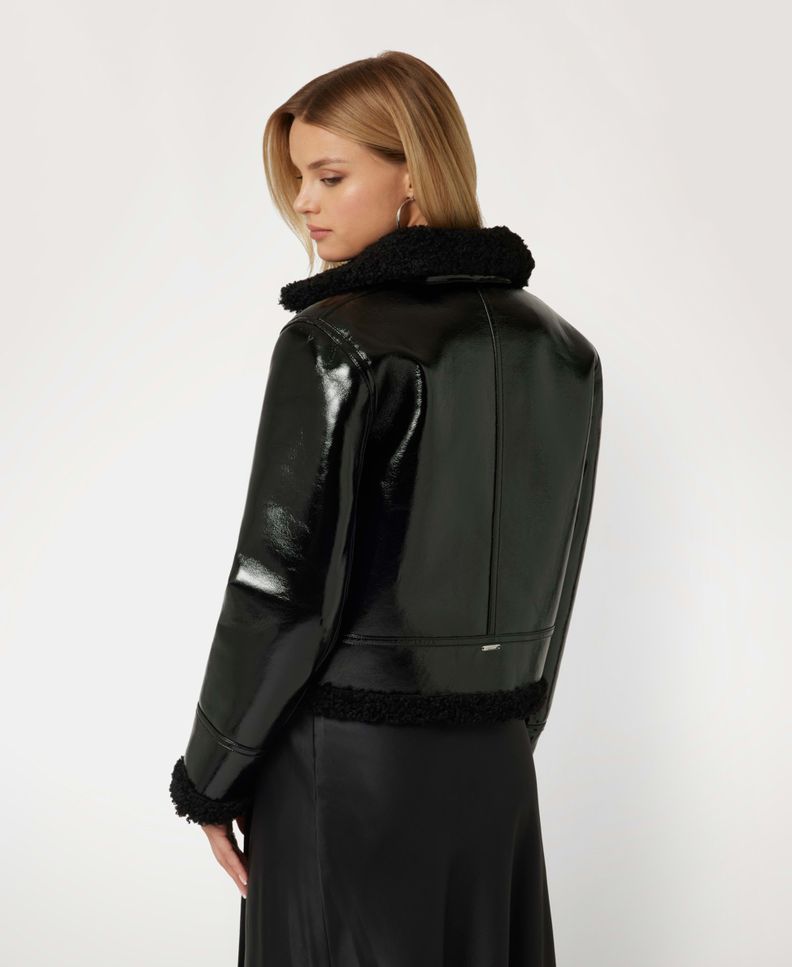 Chaqueta Guess Mujer Ls Andrea Faux Shearling Jkt Negro-2