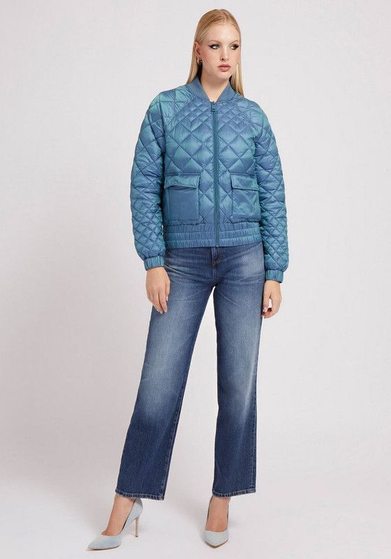 Chaqueta Guess Mujer Hilary Bomber Celeste-1