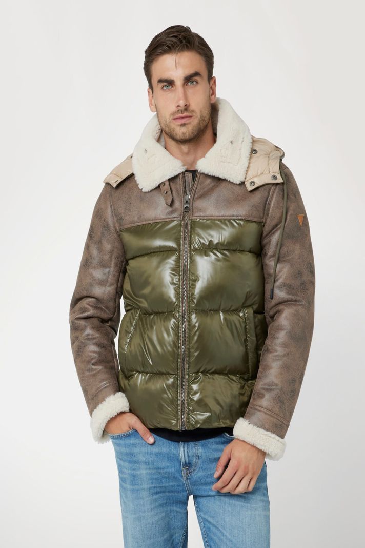 Chaqueta Guess Hombre Hybrid Puffa Jacket Café-0