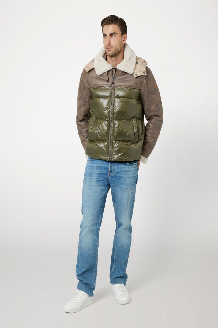 Chaqueta Guess Hombre Hybrid Puffa Jacket Café-1