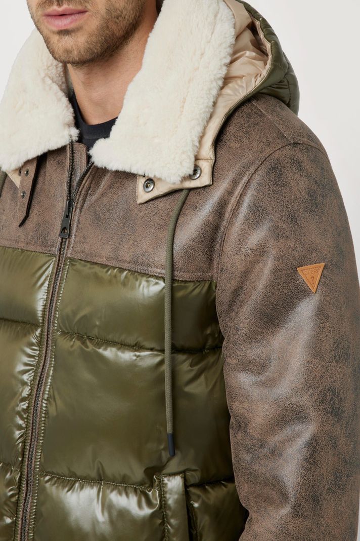 Chaqueta Guess Hombre Hybrid Puffa Jacket Café-3